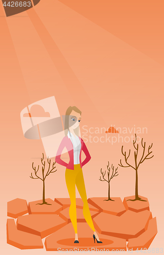 Image of Sad woman in the desert vector illustration.