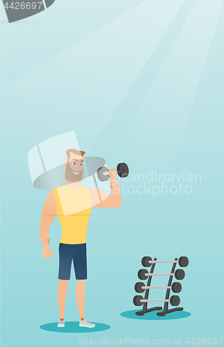 Image of Man lifting dumbbell vector illustration.