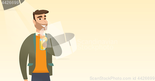 Image of Man drinking cocktail vector illustration.