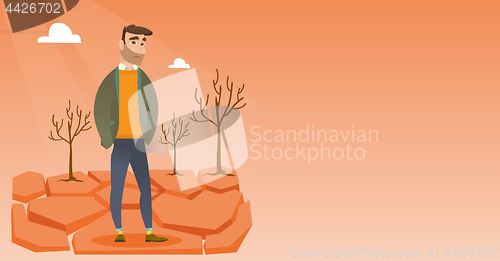 Image of Sad man in the desert vector illustration.