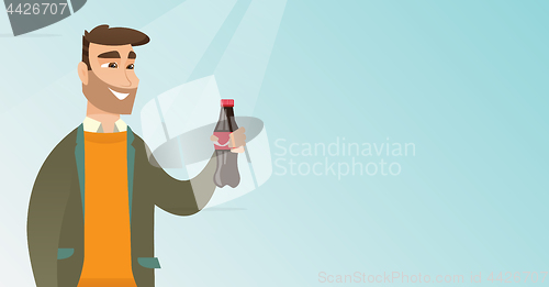 Image of Young man drinking soda vector illustration.