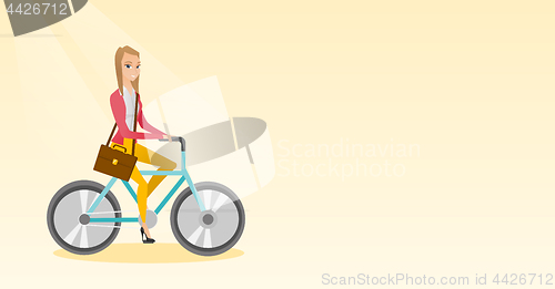 Image of Woman riding bicycle vector illustration.