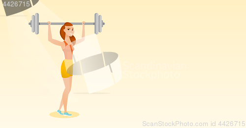 Image of Woman lifting barbell vector illustration.