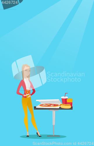 Image of Woman suffering from heartburn vector illustration