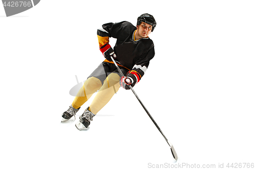 Image of Ice hockey player in action isolated on white.
