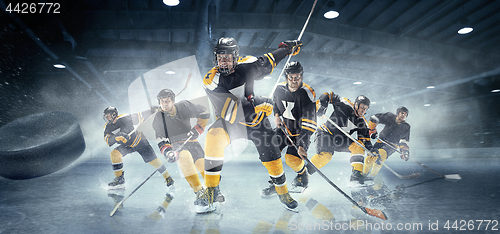 Image of Collage about ice hockey players in action.