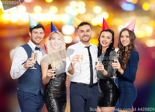 Image of friends with champagne glasses at birthday party