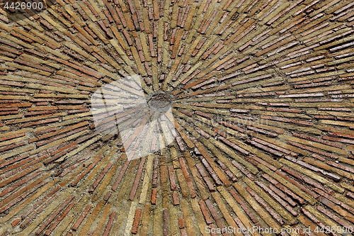 Image of Cobble concentric mosaic. Patterned floor walkway in the park.