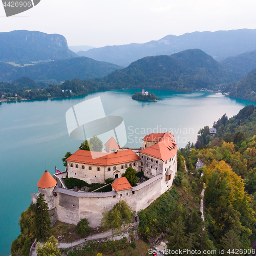 Image of Medieval castle on Bled lake in Slovenia