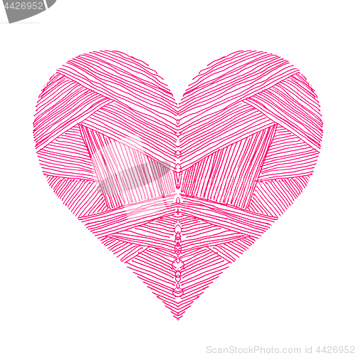 Image of Bright pink heart with abstract pattern on white background