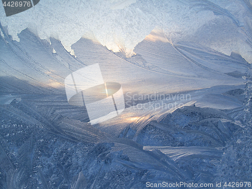 Image of Beautiful ice pattern and sunlight