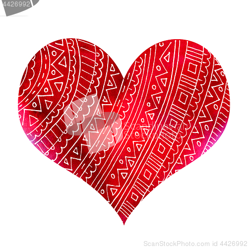 Image of Abstract red heart with pattern