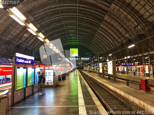 Image of Frankfurt Main Station in Germany at night