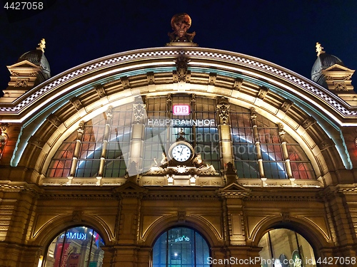 Image of Frankfurt Main Station in Germany at night
