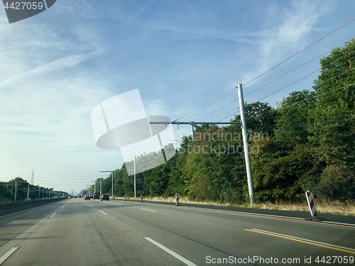 Image of Overhead lines on a test area for electric trucks