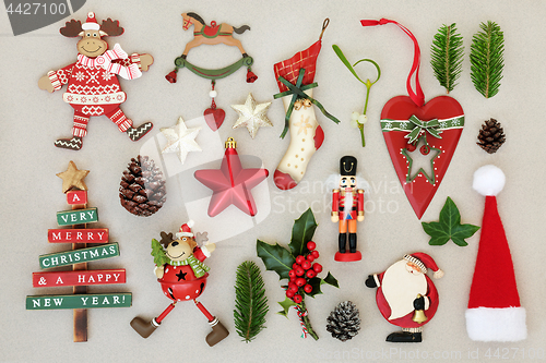 Image of Christmas Decorations and Winter Flora