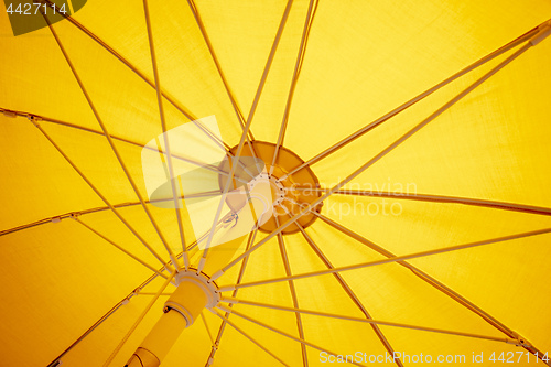 Image of yellow sunscreen umbrella inside