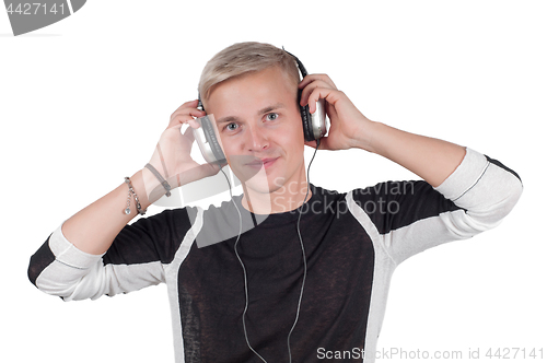 Image of Man in headphones lissening music
