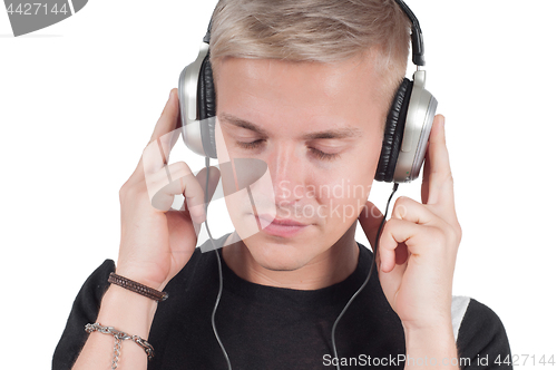 Image of Man in headphones lissening music