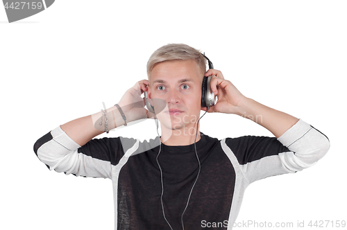Image of Man in headphones lissening music