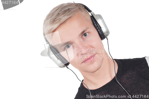 Image of Man in headphones lissening music