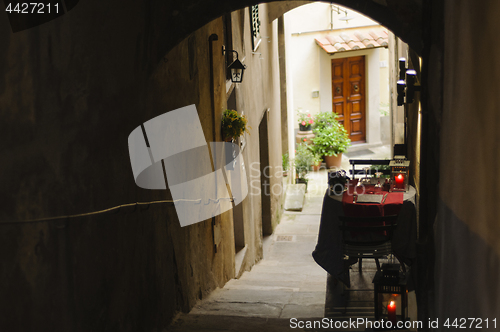 Image of Romantic table for two in the historic center of Cortona, Tuscan