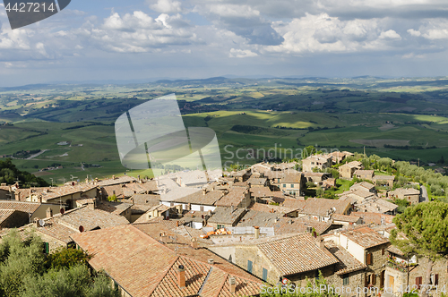 Image of Panorama of Montalcino and Tuscany landscape, Italy, Europe