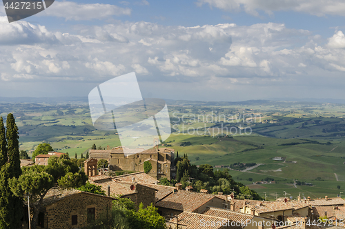Image of Panorama of Montalcino and Tuscany landscape, Italy, Europe
