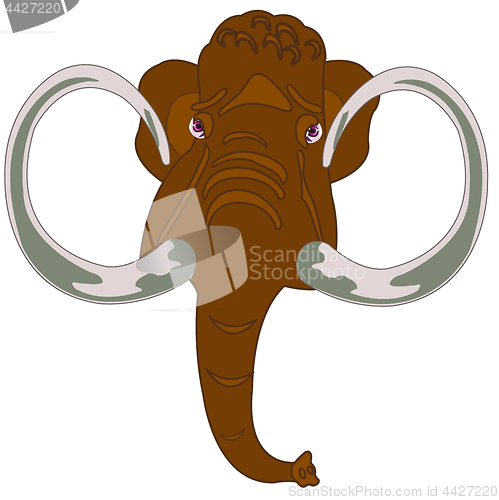 Image of Head animal mammoth.Head of the mammoth on white background