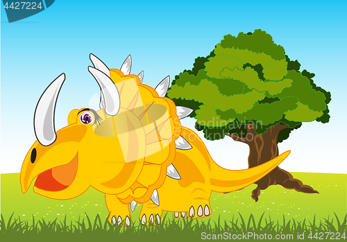 Image of Dinosaur Eotriceratops on year glade.Cartoon of the ancient dinosaur