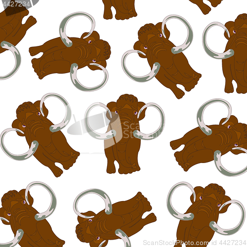 Image of Prehistorical animal mammoth pattern on white background