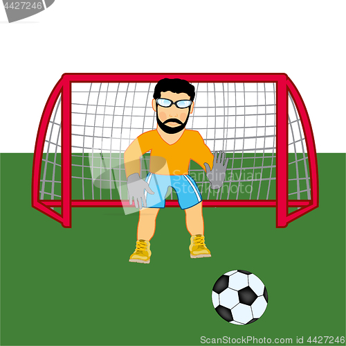 Image of Soccer goalkeeper on winch.Vector illustration of the goalkeeper in football