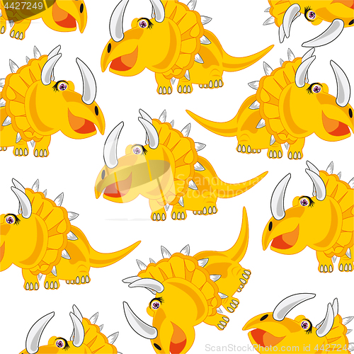 Image of Cartoon of the dinosaur Eotriceratops decorative pattern on white background