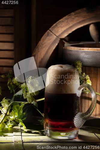 Image of Glass Of Beer In Country Style