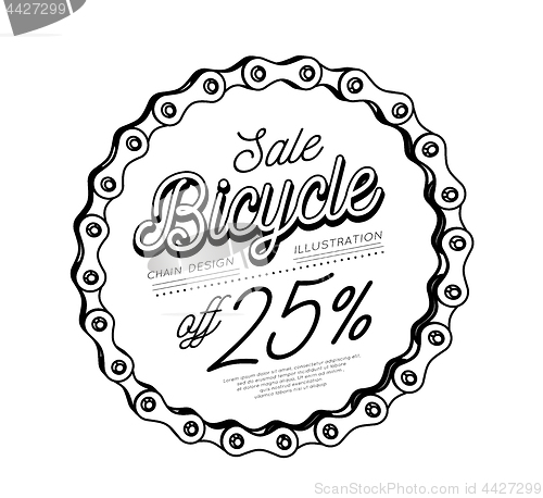 Image of Bicycle chain in the form of a circle. 3D design. Sale discount