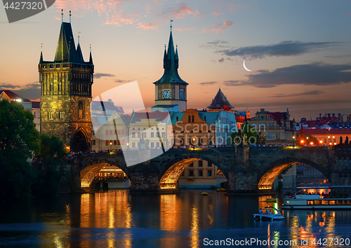 Image of Moon over Charles Bridge