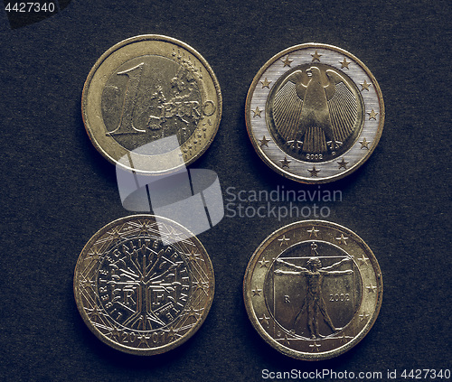 Image of Vintage Euro coins of many countries