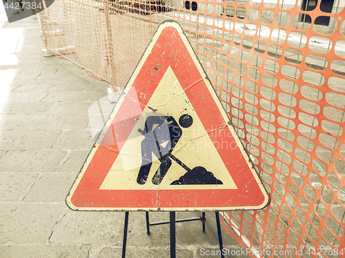 Image of Vintage looking Roadworks sign