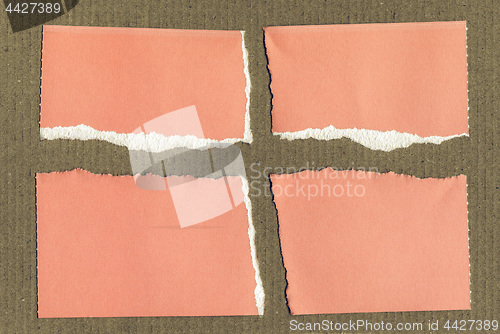 Image of Vintage looking Red Torn paper pieces