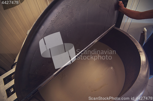 Image of Cheese production at dairy farm