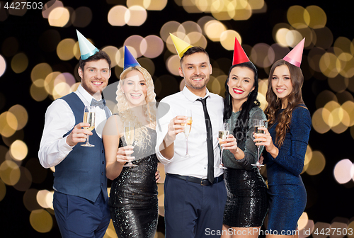 Image of friends with champagne glasses at birthday party