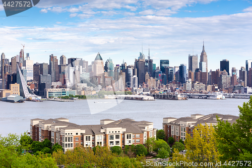 Image of Boulevard east New York city skyline view.