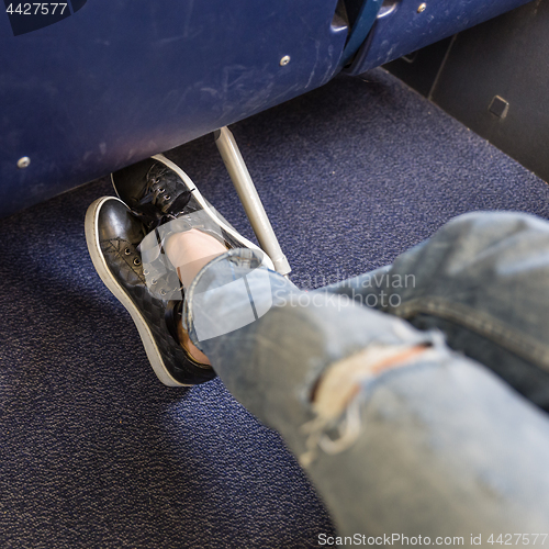 Image of Airplane seats with more leg space for comfortable flight.