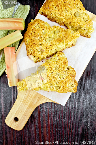 Image of Scones with rhubarb on board top