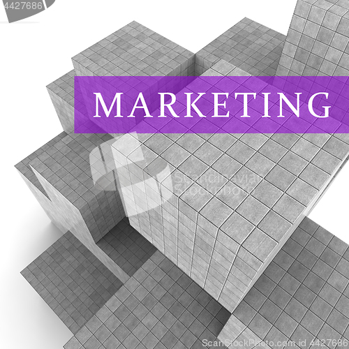 Image of Marketing Blocks Indicates Commerce Promotions And Sem 3d Render