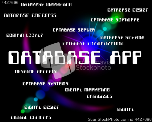 Image of Database App Means Computing Word And Software