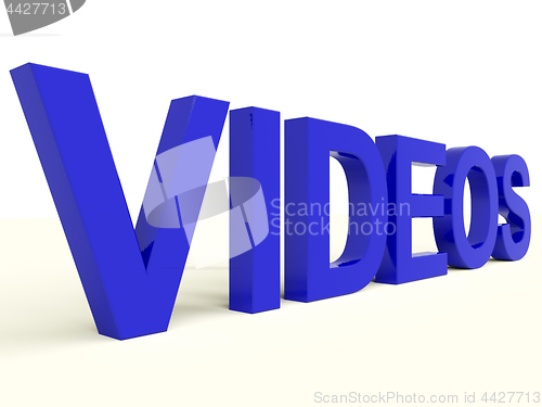 Image of Videos Word In Blue Showing Dvd Or Multimedia