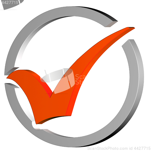 Image of Orange Tick Circled Shows Quality And Excellence