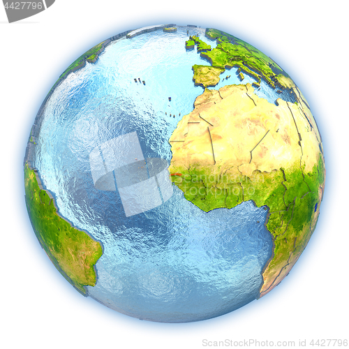 Image of Gambia on isolated globe