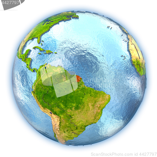 Image of French Guiana on isolated globe